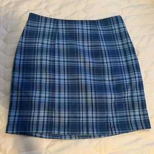 blue plaid mini skirt